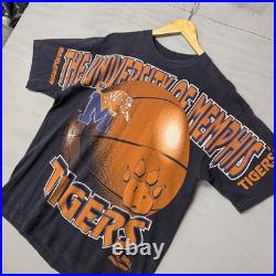 Vintage Wauldron University of Memphis State Tigers Shirt AOP Blue Big Ball XL