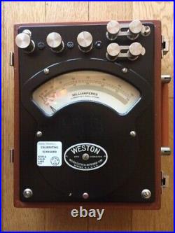 Vintage Weston AC DC Milliammeter Model #370 Wooden Case Beautiful