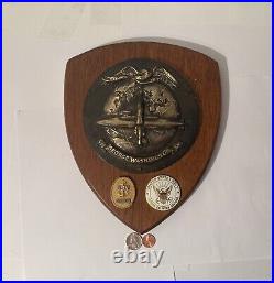 Vintage Wooden and Metal Navy Plaque, U. S. S. George Washington SSBN-598