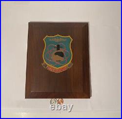 Vintage Wooden and Metal Navy Plaque, U. S. S. Guitarro SSN-665, U. S. Navy