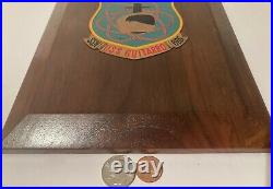 Vintage Wooden and Metal Navy Plaque, U. S. S. Guitarro SSN-665, U. S. Navy