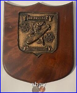 Vintage Wooden and Metal Navy Plaque, U. S. S. Pollack SSN-603, U. S. Navy