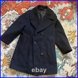 Vintage Wool Pea Coat USN Size 40 Small/Medium Corduroy Pockets WW2