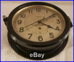 Vintage Working 1944 WWII Chelsea Clock US Navy Bakelite Ship Deck Clock 10 1/4