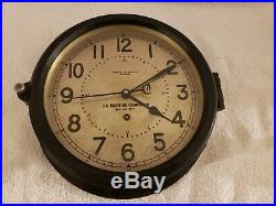 Vintage Working 1944 WWII Chelsea Clock US Navy Bakelite Ship Deck Clock 10 1/4