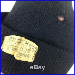 Vintage Wwii Named Beanie Watch Cap Usn Deck Hat Supply Office Original Wool