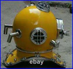 Vintage Yellow Antique Boston Diving Helmet London Navy Mark V Deep Sea Divers