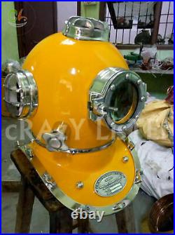 Vintage Yellow Morse Diving Helmet US Navy mark V Scuba Deep Sea Marine Helmet