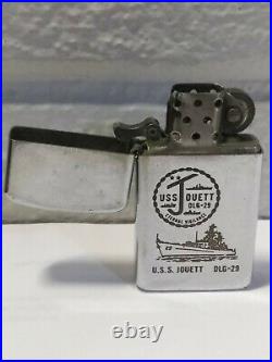 Vintage Zippo Slim Lighter Uss Jouett Dlg-29 Eternal Vigilance Extremely Rare