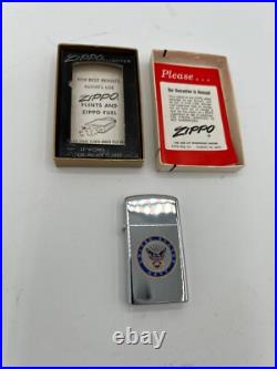 Vintage Zippo Slim United States Navy LOGO Lighter Never Fired