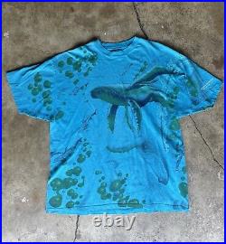 Vintage double sided shirt single stitch 2XL whales Mendocino Moonrise Herbs USA