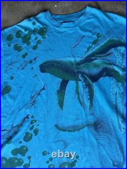 Vintage double sided shirt single stitch 2XL whales Mendocino Moonrise Herbs USA