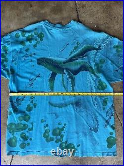 Vintage double sided shirt single stitch 2XL whales Mendocino Moonrise Herbs USA