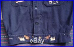 Vintage ww2 40's USN US NAVY souvenir tour shirt jacket with liberty cuffs silk