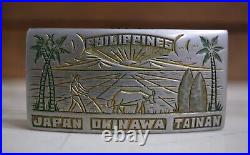 Vtg 1960's US Navy Cruise Philippines Scene Belt Buckle Japan Okinawa Tinian