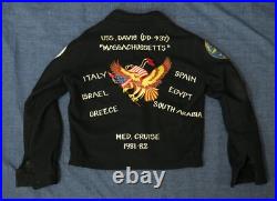 Vtg 1981 82 US Navy USS Davis DD-937 Wool Souvenir Jacket Med. Cruise Skull
