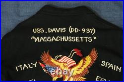 Vtg 1981 82 US Navy USS Davis DD-937 Wool Souvenir Jacket Med. Cruise Skull
