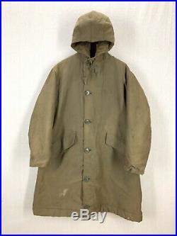 Vtg 40's WW2 USN Navy N-2 Hooded Alpaca Jungle Cloth Deck Jacket Parka NXx N-1