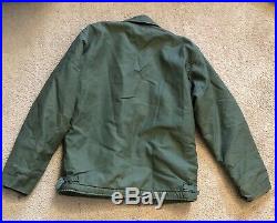 Vtg 70's Usn Us Navy A-2 Cold Weather Deck Jacket Permeable Vietnam Od Green