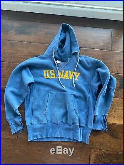 Vtg 70s Champion US USN USNA Military Annapolis Navy Sweatshirt Hoodie