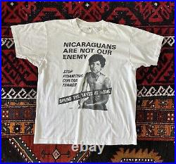 Vtg 80s Nicaraguans Not Enemies Contra Terror Leftist Punk Politics Boxy Sz. L