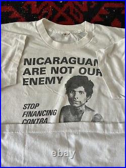 Vtg 80s Nicaraguans Not Enemies Contra Terror Leftist Punk Politics Boxy Sz. L