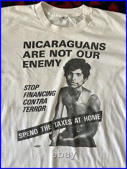 Vtg 80s Nicaraguans Not Enemies Contra Terror Leftist Punk Politics Boxy Sz. L