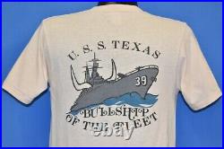 Vtg 80s USS TEXAS BULLSHIP FLEET CGN 39 UNITED STATES NAVY MILITARY t-shirt M
