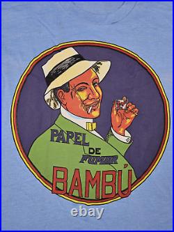 Vtg Bambu Rolling Papers Shirt Large Cheech Chong 420 Marijuana 2 Sided NOS