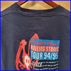 Vtg OG 94/95 Rolling Stones Voodoo Lounge Tour T-Shirt BROCKUM Budweiser Size XL