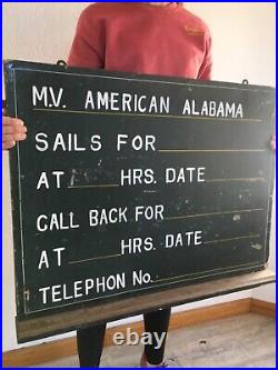 Vtg Original Antique Historic Sign USS Alabama Navy Military Nautical Time Chart