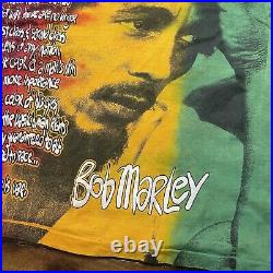 Vtg Rare Bob Marley T-Shirt Mens XL AOP 90s War Quote Tie Dyed Fruit Of The Loom