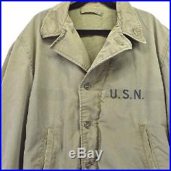 Vtg US Navy Deck Jacket WW2 WWll USN Stencil N-4 N4 Small OG Wool Lining E8498