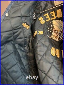 Vtg. US Navy Large Swingster Nylon Jacket, SEABEES Embroidered 1970s 1980s Vet