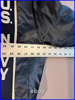 Vtg. US Navy Large Swingster Nylon Jacket, SEABEES Embroidered 1970s 1980s Vet