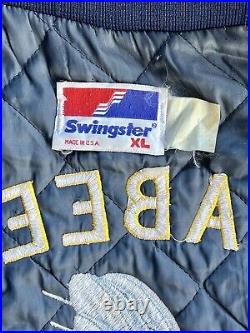 Vtg. US Navy XL Swingster Nylon Jacket, SEABEES Embroidered & 30+ Patches