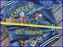 Vtg. US Navy XL Swingster Nylon Jacket, SEABEES Embroidered & 30+ Patches