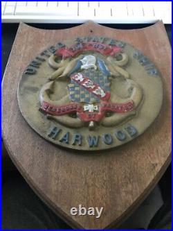 Vtg United States Navy Harwood DDE 861 Wall Plaque rich patina RARE Mahoganywood