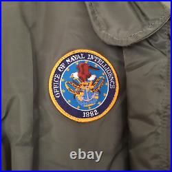 Vtg Us Navy Oni Flight Jacket Olive Drab Extra Large Alpha Ind USA Spy Navy