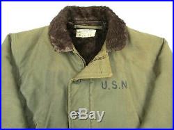 Vtg WW2 USN Deck Jacket sz 38 N1 Stenciled 1940s work wear US Navy EUC coat