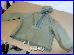 Vtg WW2 USN Military Parka Clasp Up Pullover Anorak Rain Jacket Poncho Sz. Med