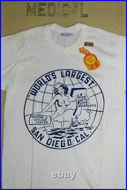Vtg WWII 1940's USN 7 Seven Seas Locker Club US Navy Pinup Girl T-shirt MINT