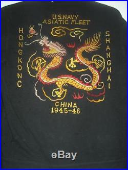 Vtg Wwii 40s Sukajan Souvenir Hong Kong China Japan Us Navy Dragon Tour Jacket