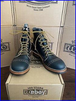 WESCO LIMITED Warren Horween NAVY waxed Flesh Lace up Cap toe BOOT 10.5 D