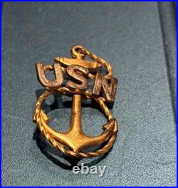 WW1 Authentic USN US Navy Chief Petty Officer CPO Cap Badge Insignia Pin- RARE