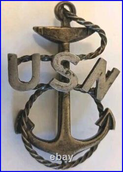WW1 US Navy Sterling Chief's Hat Badge A. E. CO. Utica With Applied Fouling PB