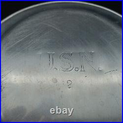 WW1 US Navy USN Mess 9.25 Dinner Plates 6pc Set Stamped Aluminum Rolled Edge