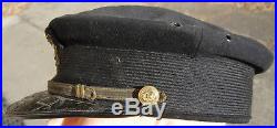 WW1 US Navy Warrant Officer Visor Bell Crown Hat Navy Blue Wool