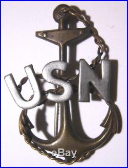 WW1 USN Chief's Hat Badge US Navy PB