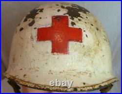 WW2 American M1 Medics Helmet CIRCA 1944 Includes 1944 Liner U. S Army U. S Navy